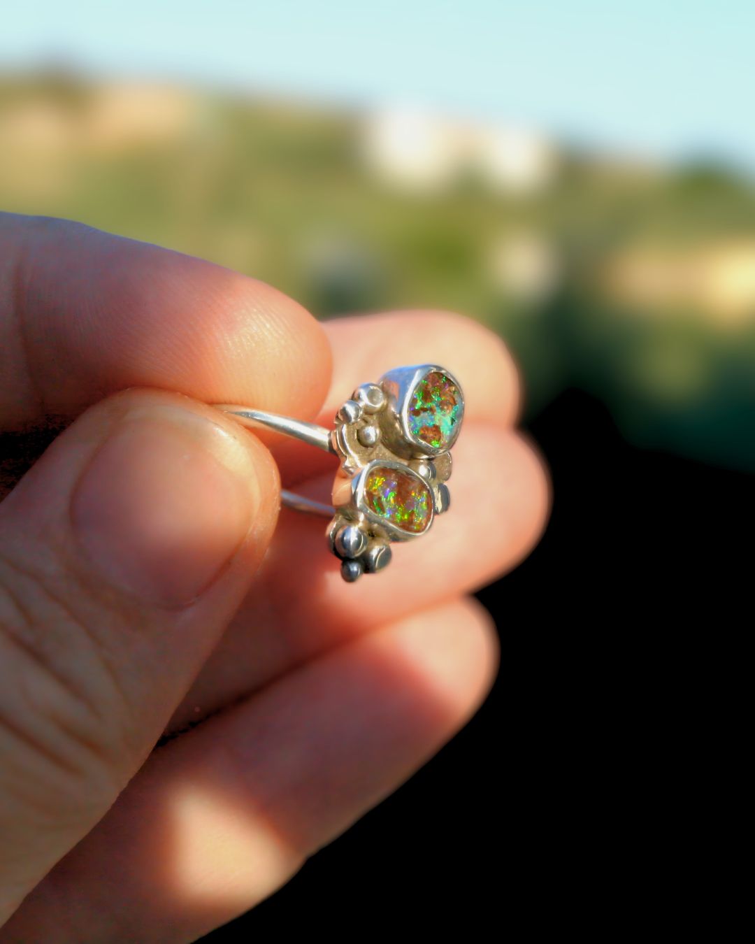 Australian boulder opal - ring (size 7 1/4)