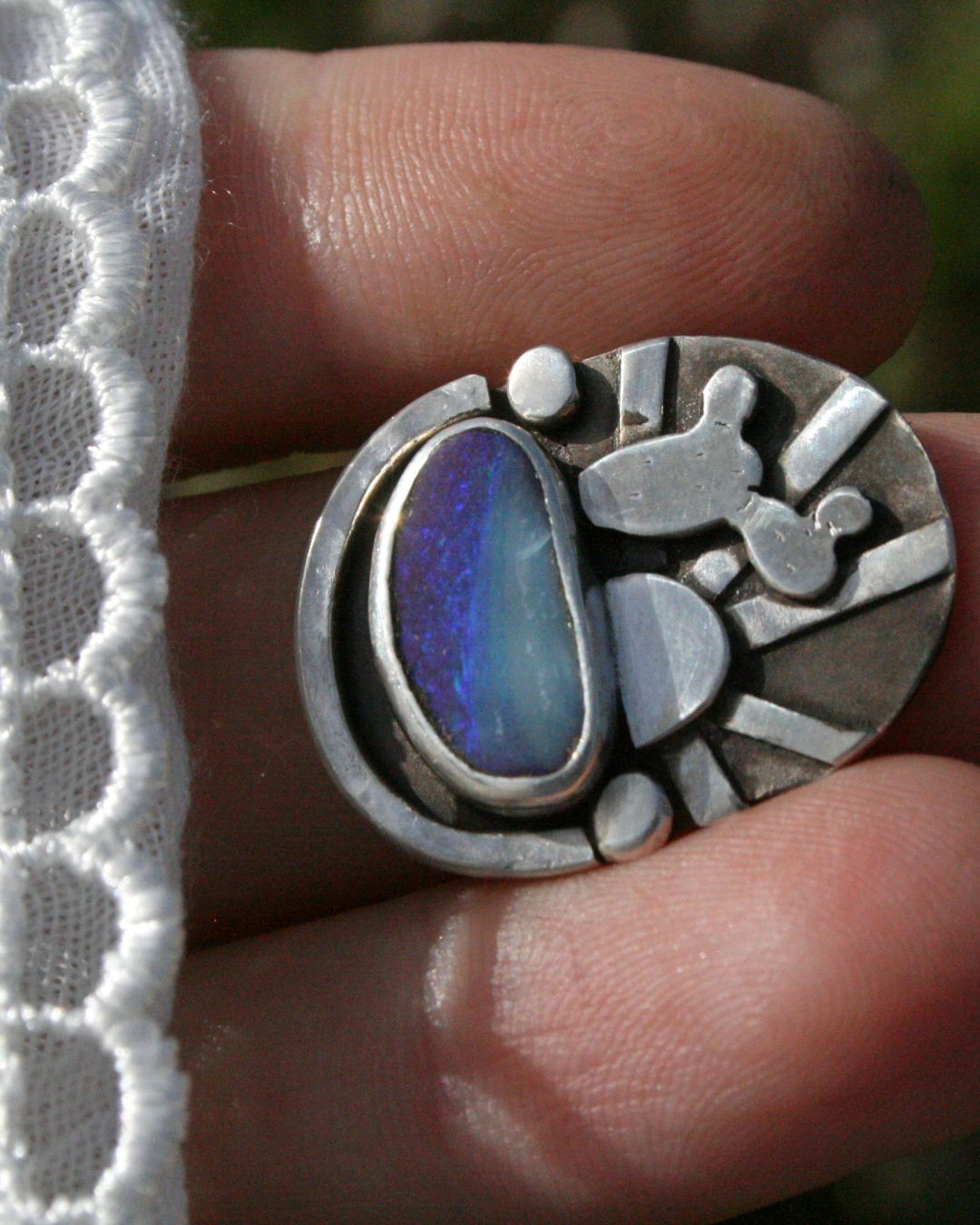 Blue boulder opal ring (size 7)