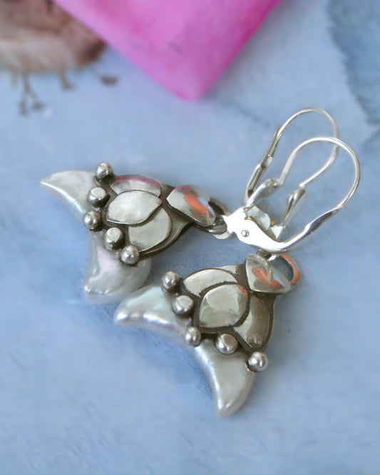 Celestial moon pearl earrings