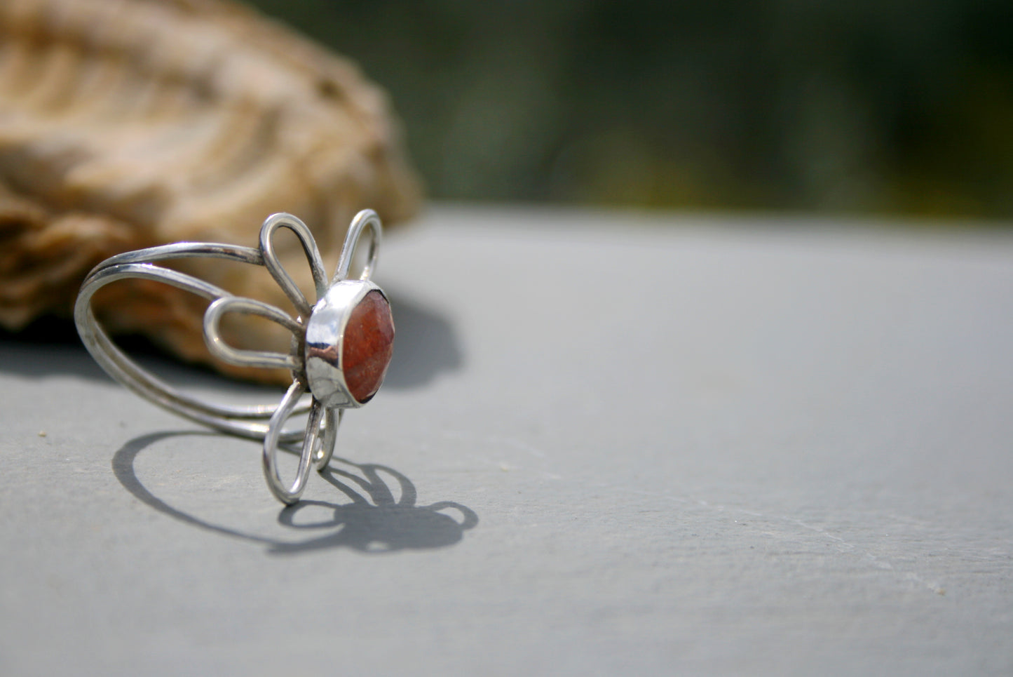 Daisy silver ring (sunstone, size 9 1/2)