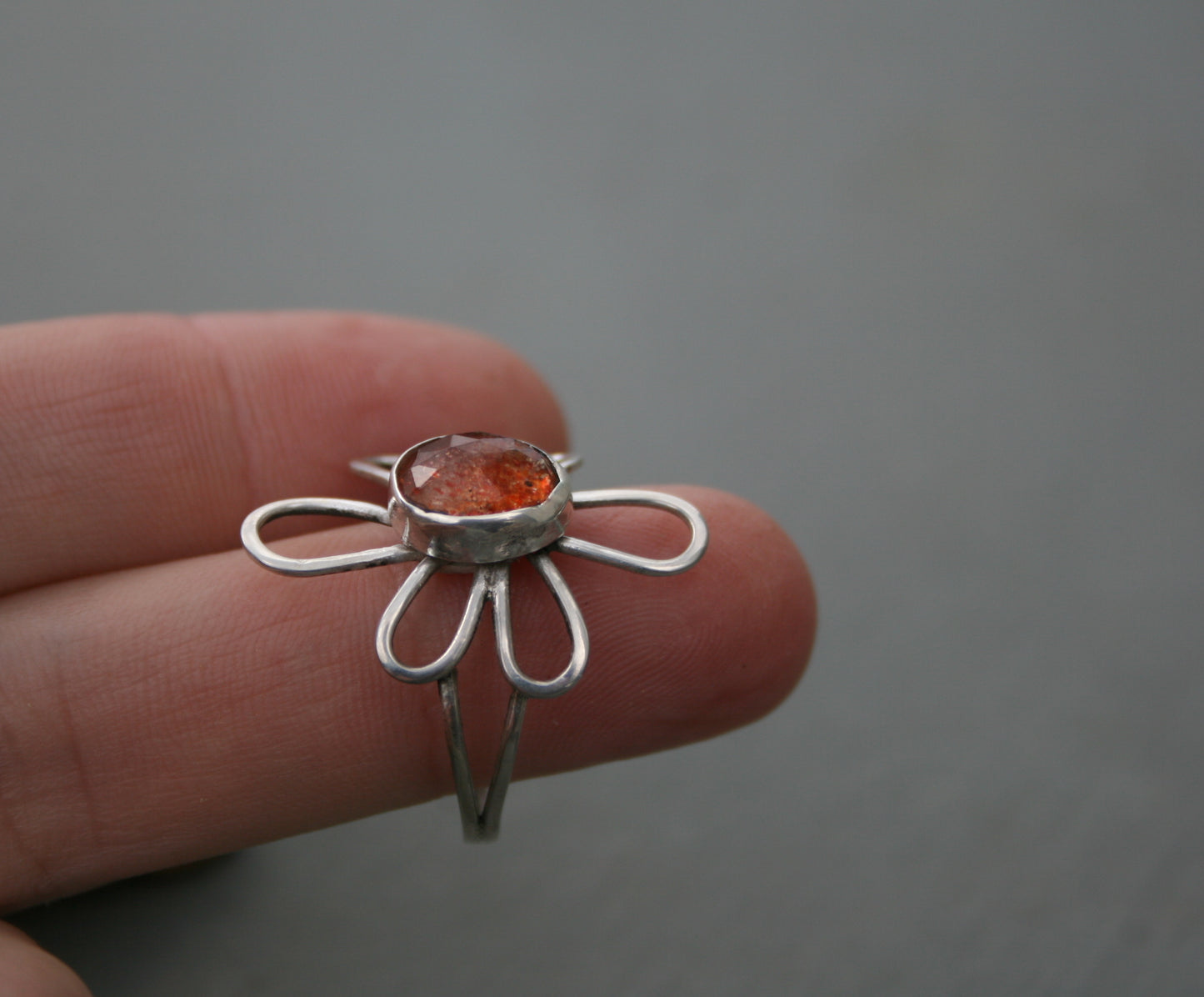 Daisy silver ring (sunstone, size 9 1/2)
