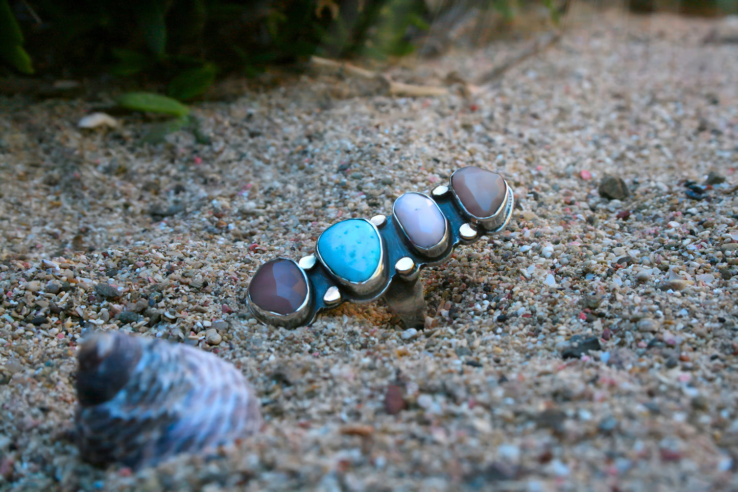 Mermaid ring (opals, turquoise, size 9)