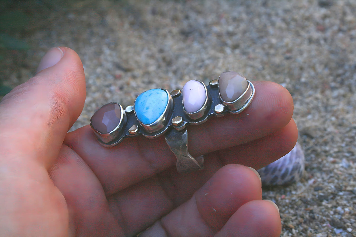Mermaid ring (opals, turquoise, size 9)