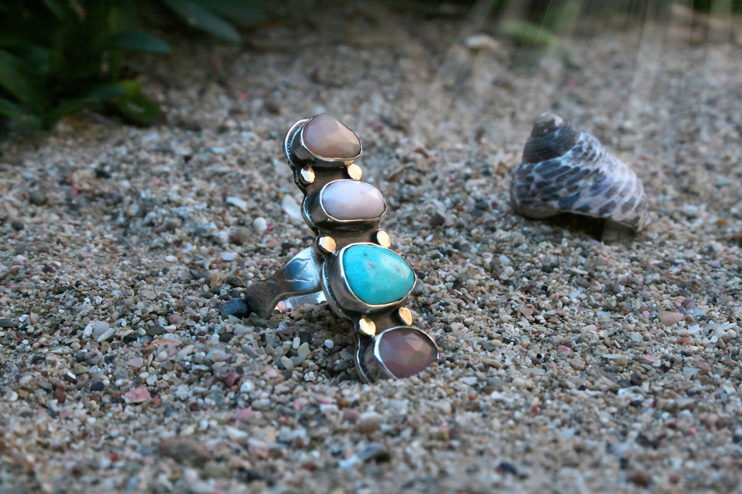 Mermaid ring (opals, turquoise, size 9)