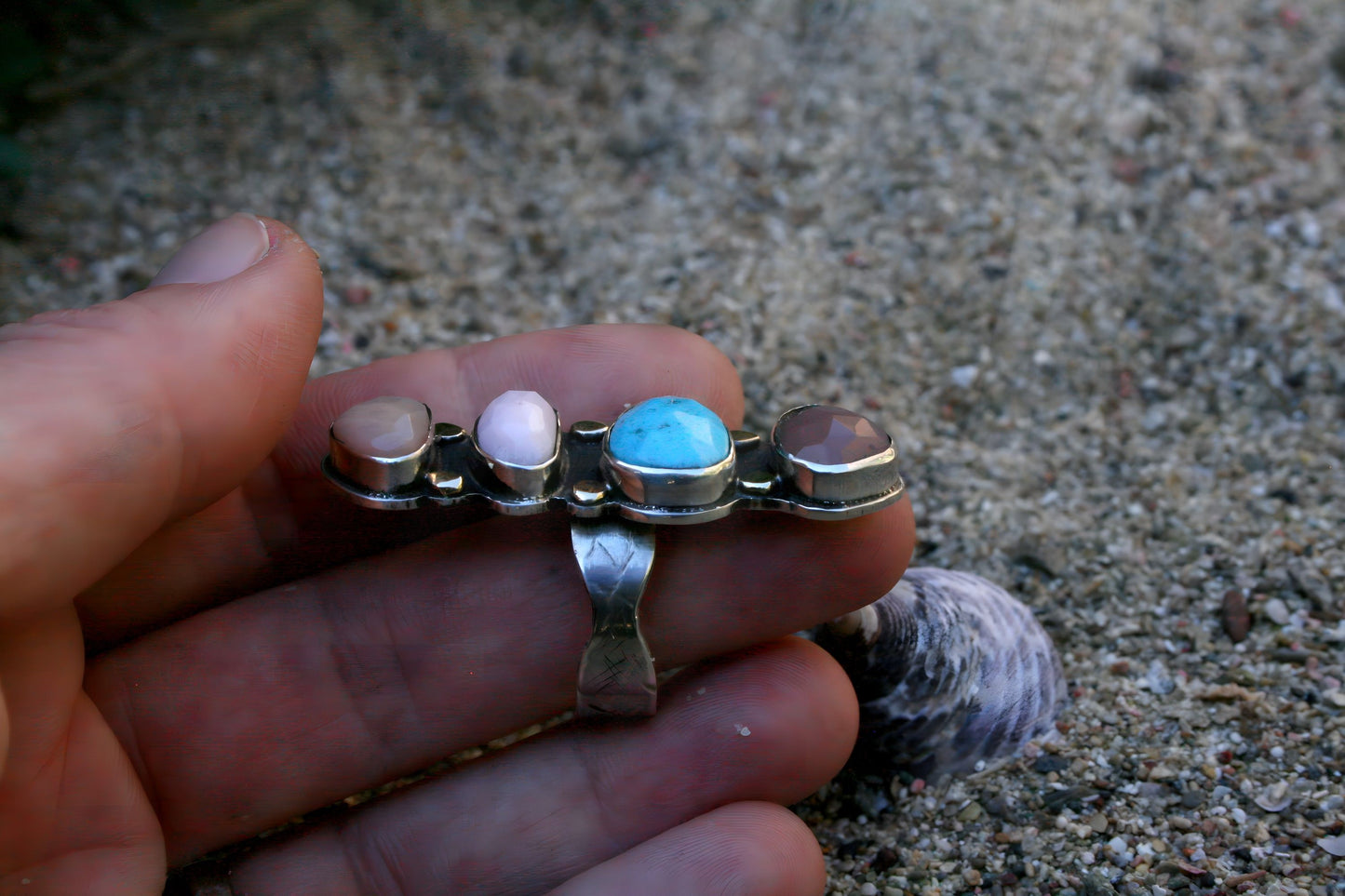 Mermaid ring (opals, turquoise, size 9)