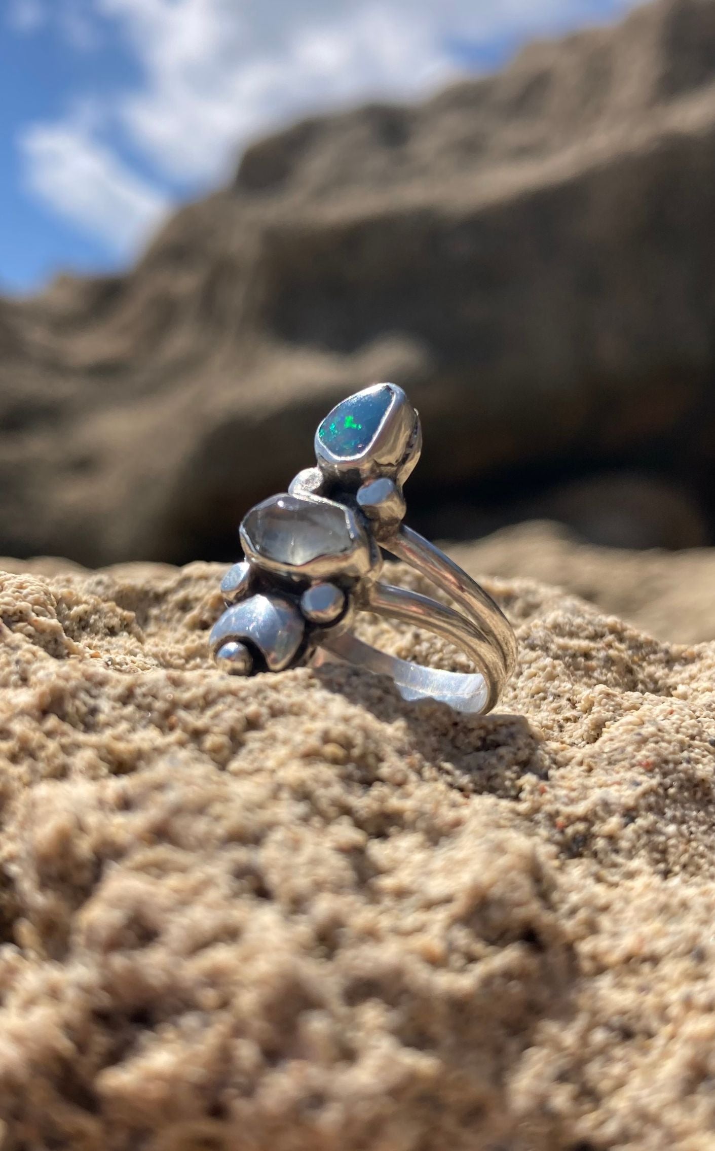 Opal aquamarine ring (size 7)