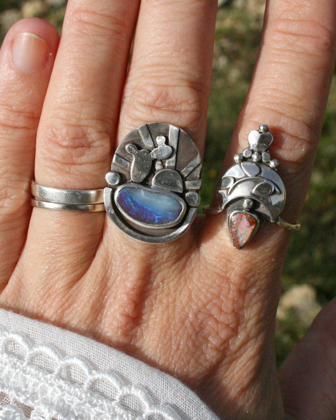 Blue boulder opal ring (size 7)