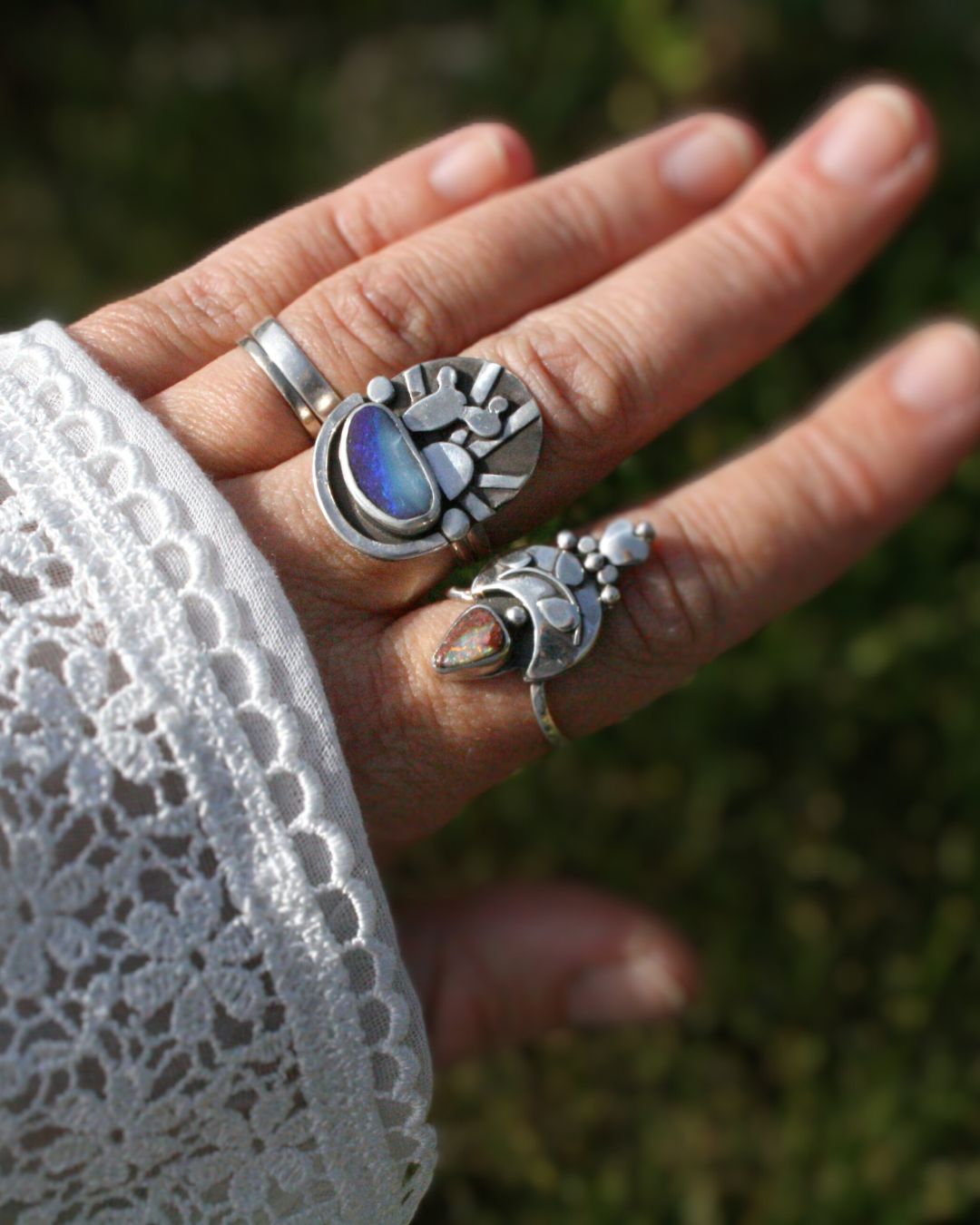 Blue boulder opal ring (size 7)