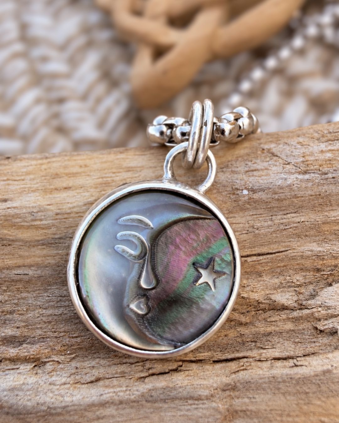 Moon Pendant with Black Mother of Pearl