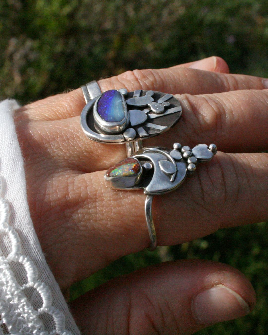 Blue boulder opal ring (size 7)