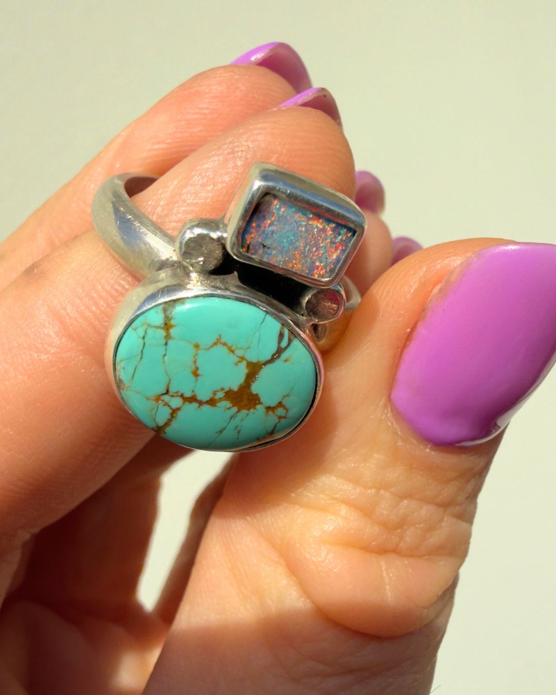 Opal & Turquoise ring - size 8
