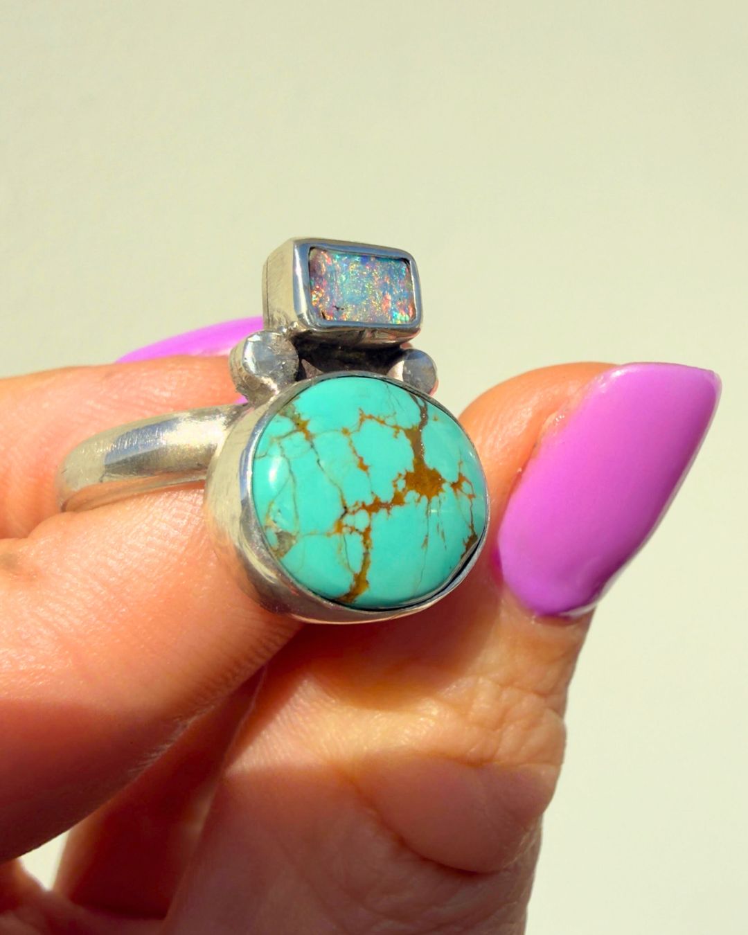 Opal & Turquoise ring - size 8