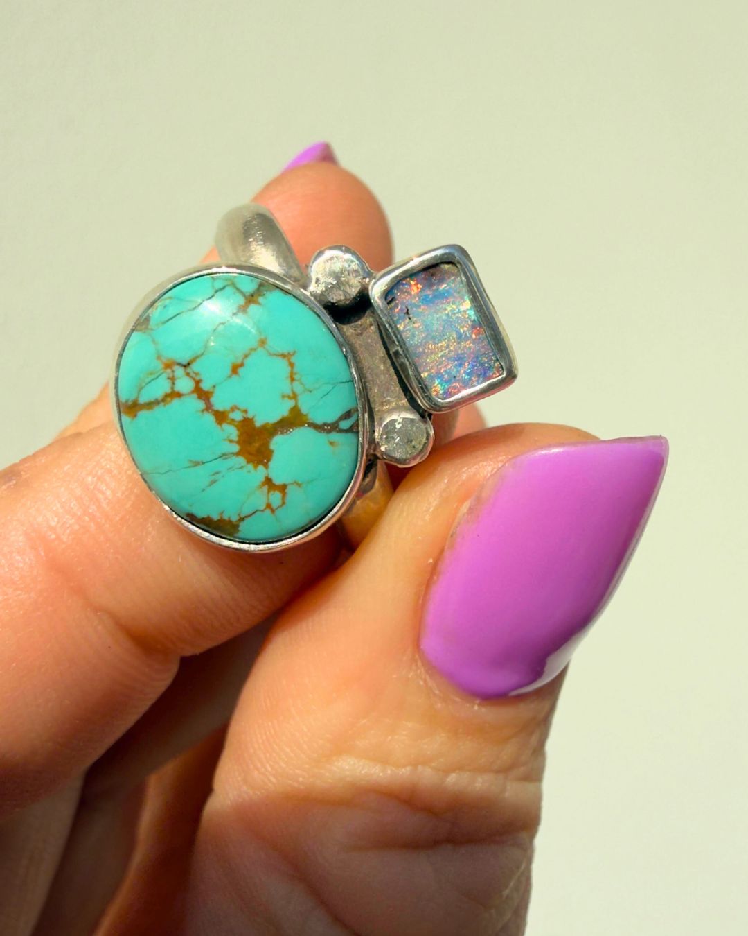 Opal & Turquoise ring - size 8