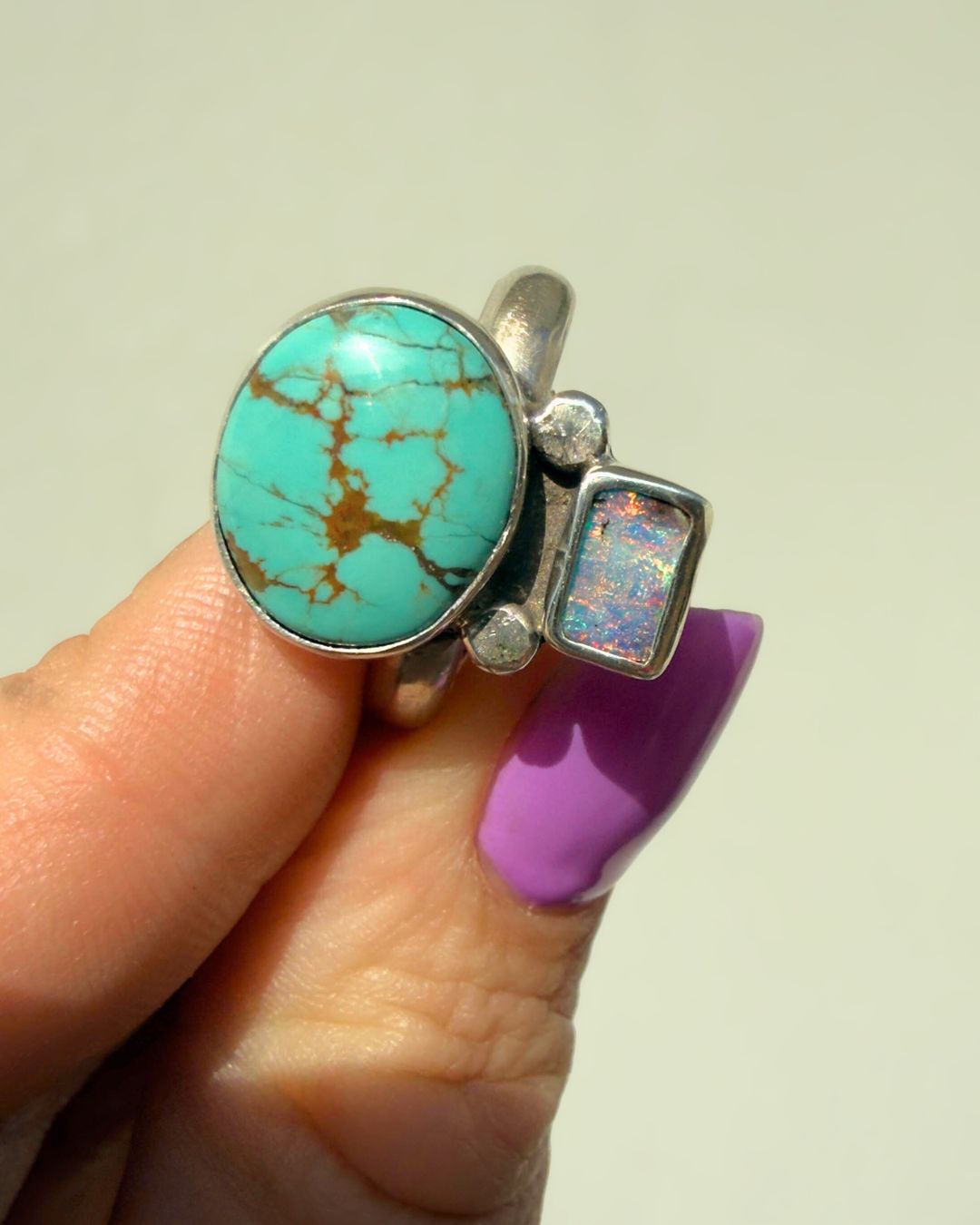Opal & Turquoise ring - size 8