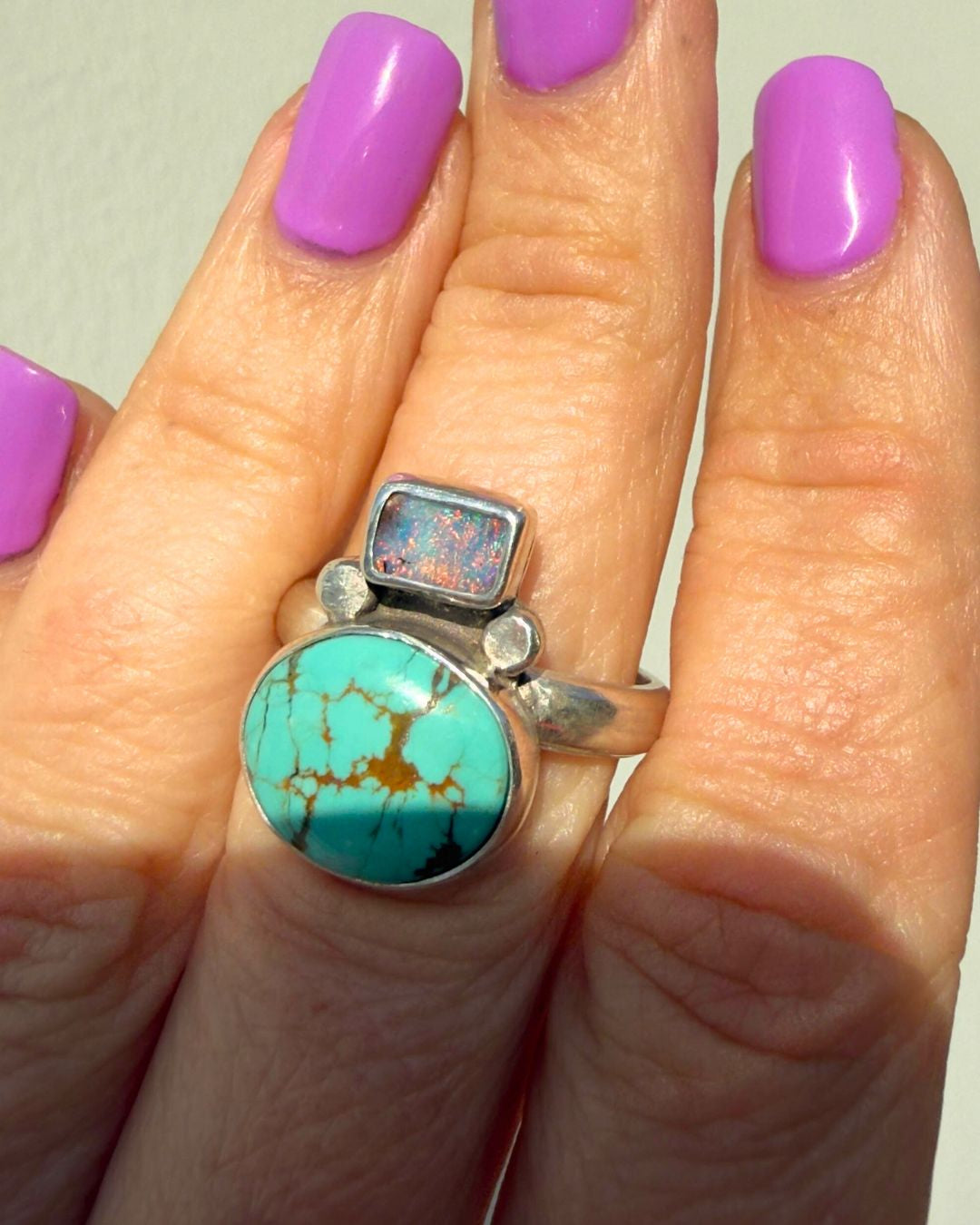 Opal & Turquoise ring - size 8