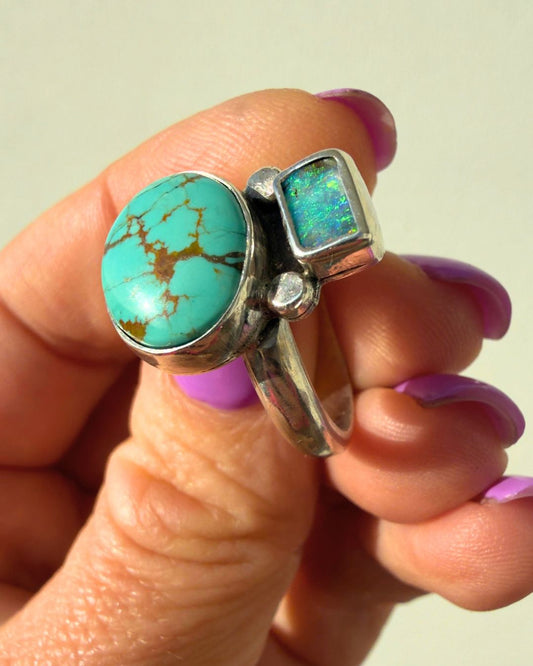 Opal & Turquoise ring - size 8
