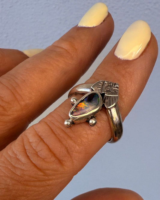 Boulder opal mermaid ring - size 7