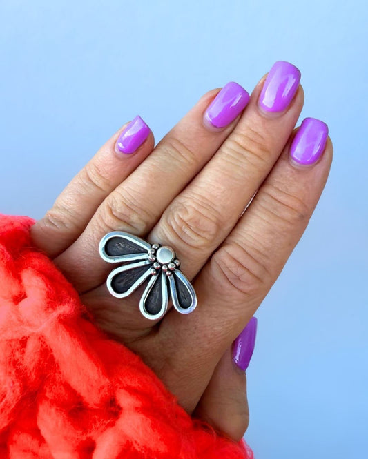 Sterling silver 925 flower ring - choose your size