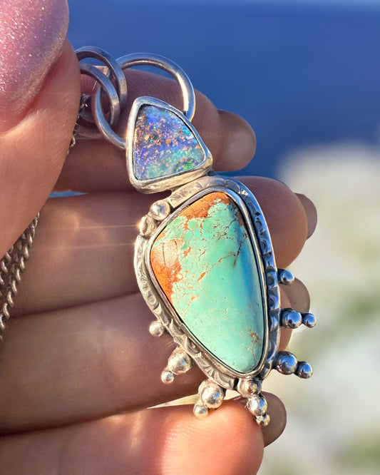 Royston meets boulder opal - mermaid necklace