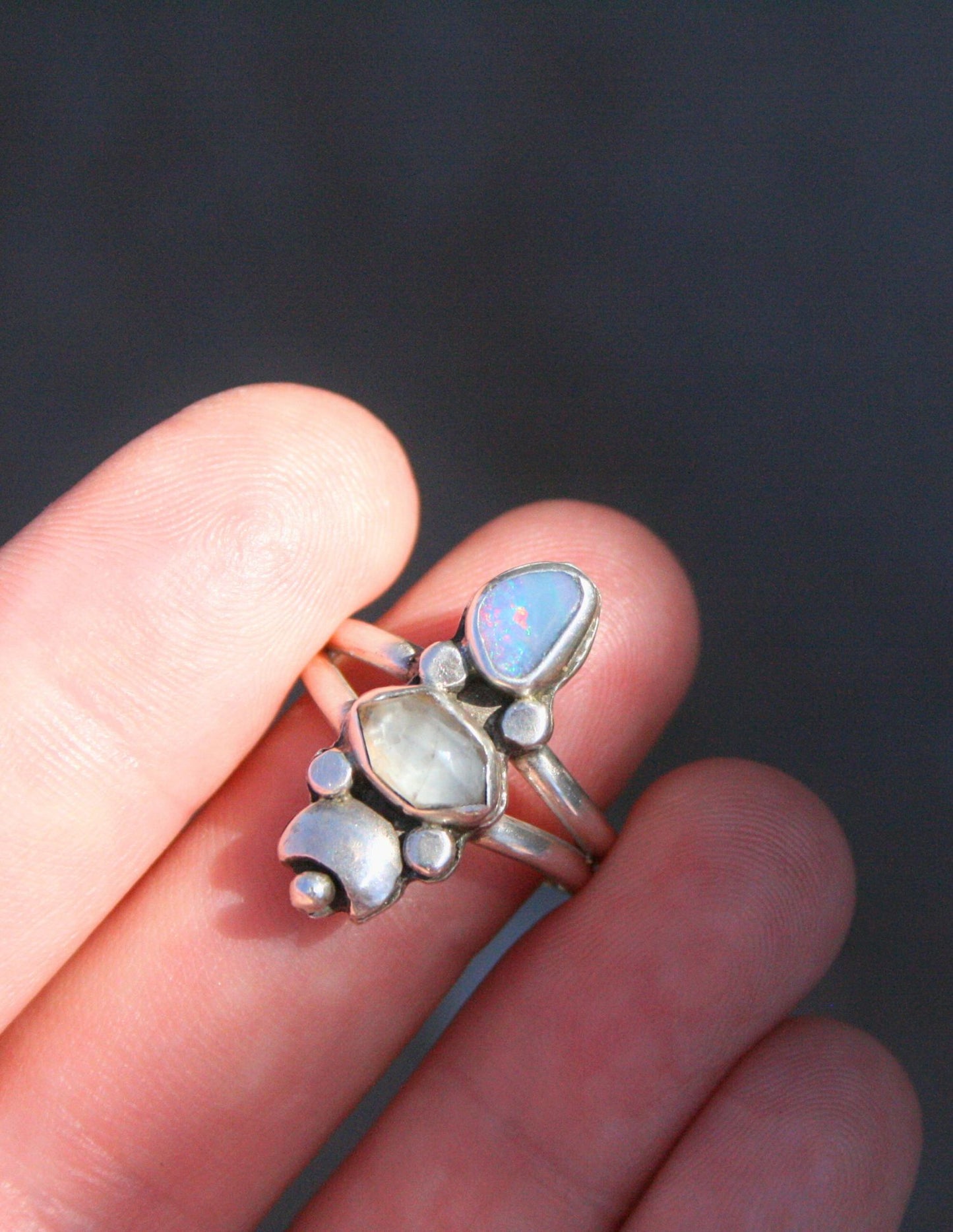 Opal aquamarine ring (size 7)