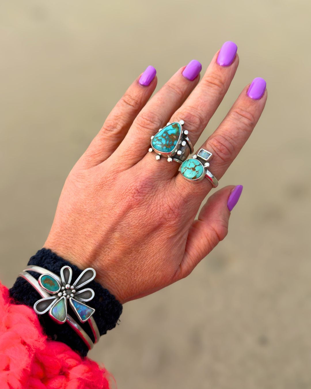 Opal & Turquoise ring - size 8