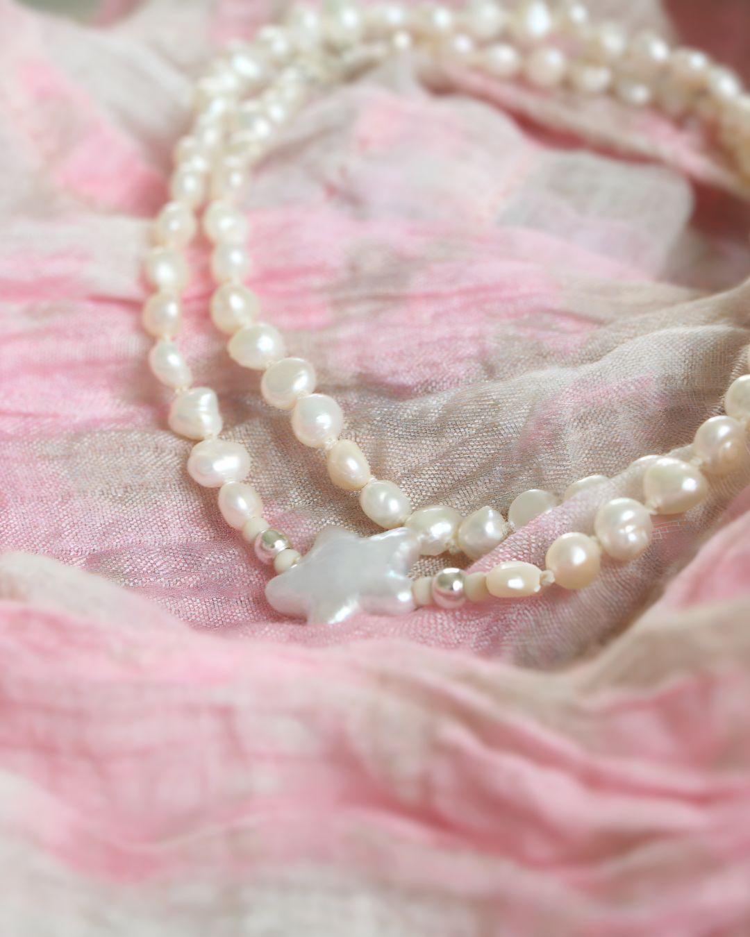 Pearl necklace - Star (17,7 in)