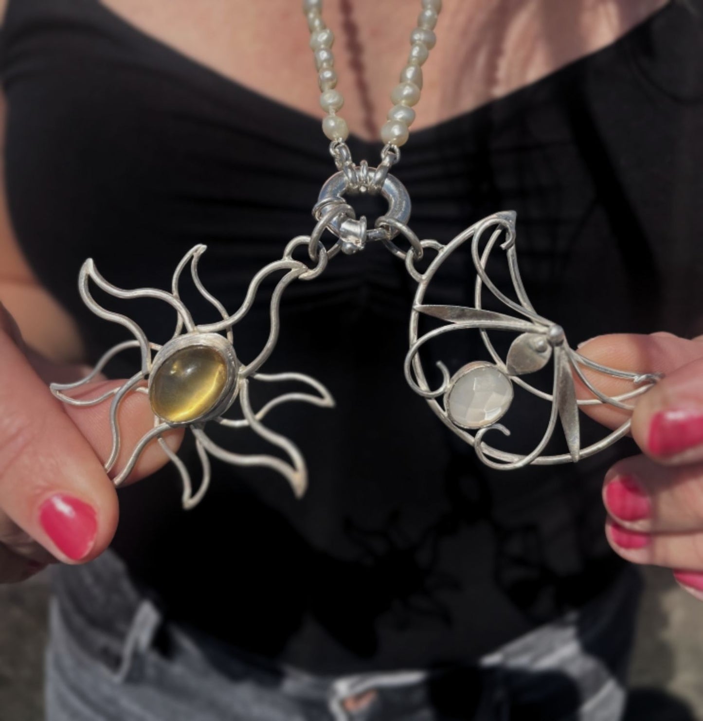 Sun & Moon (Pearl necklace, 70cm)